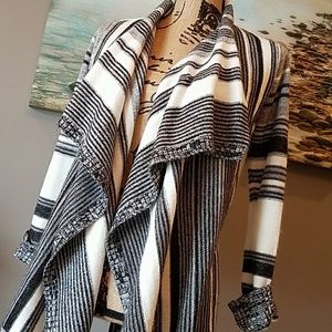 Black and White Striped Cardigan